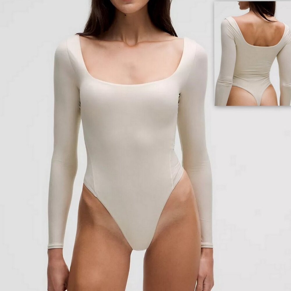 lululemon Wundermost Ultra-Soft Nulu Square-Neck Long-Sleeve Bodysuit Shine XL